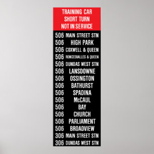 506 Streetcar Rollsign för CARLTON-kopia TTC Poster
