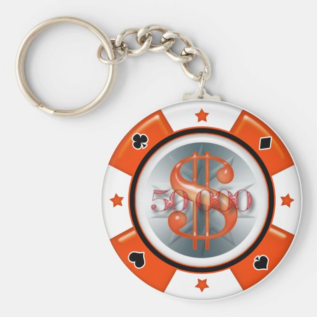 50 000.00 Poker Casino Gambling Chip Nyckelring (Framsidan)