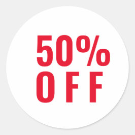 50 % 50 % rabatt, försäljningsfack runt klistermärke