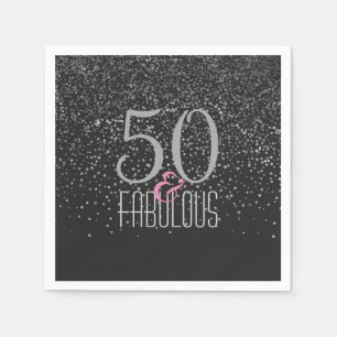 50 & 50th födelsedag för sagolik svart elegant f pappersservett