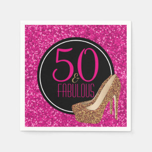 50 & 50th födelsedag för sagolika guld- pappersservett