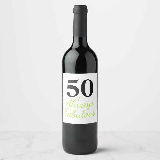 50 & Alltid Fantastisk Vinflaska Etikett (Framsida)