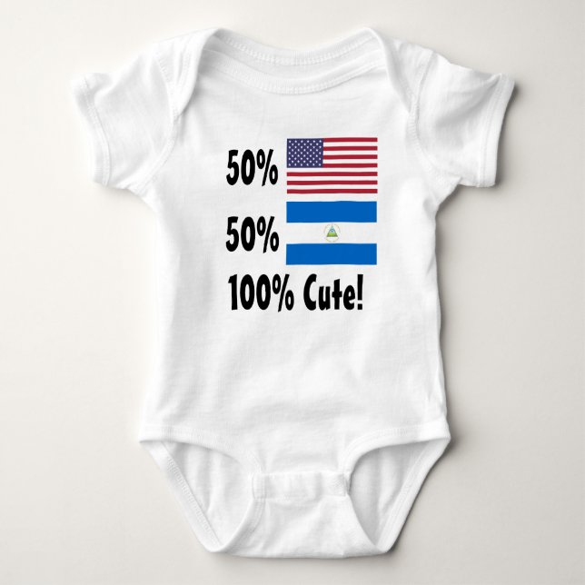 50% amerikan 50% gullig nicaraguansk 100% tee shirt (Framsida)