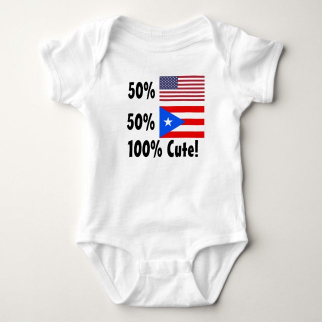 50% amerikan 50% Puerto gulliga Rican 100% Tee (Framsida)