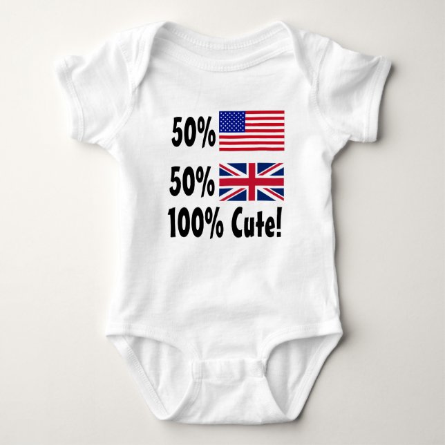 50 % amerikansk 50 % brittisk 100 % Cute T Shirt (Framsida)
