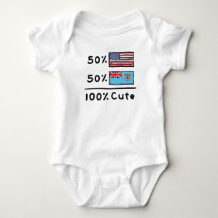 50 % amerikanska 50 % fijianska 100 % kute Fiji US T Shirt