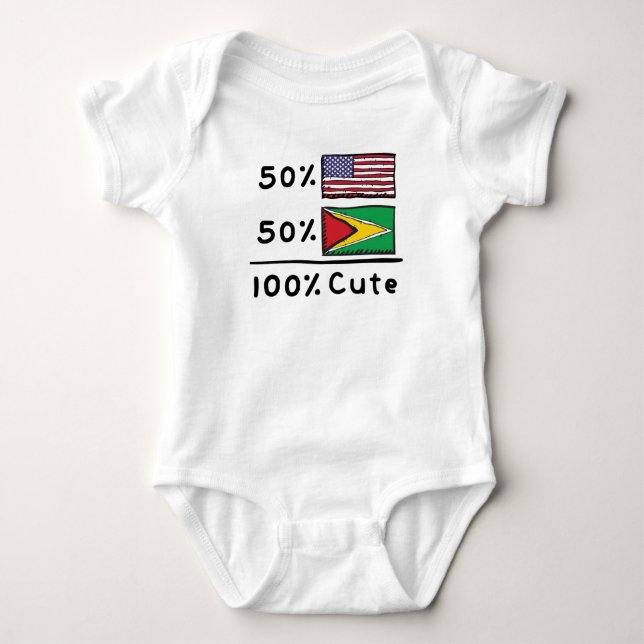 50 % amerikanska 50 % Guyanas 100 % Cute Guyana US T Shirt (Framsida)