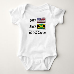 50 % amerikanska 50 % Jamaican 100 % Cute U.S. Jam T Shirt