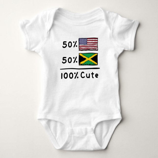 50 % amerikanska 50 % Jamaican 100 % Cute U.S. Jam T Shirt (Framsida)