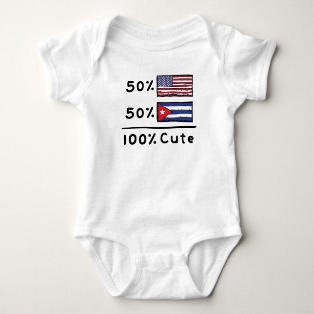 50 % amerikanska 50 % kubanska, 100 % Cute Cuba US T Shirt (Framsida)
