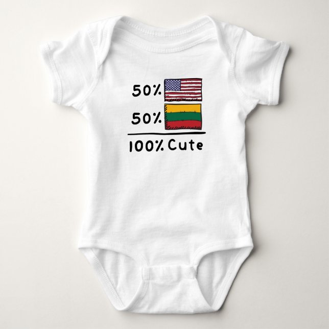 50 % amerikanska 50 % litauiska 100 % Cute Litauen T Shirt (Framsida)