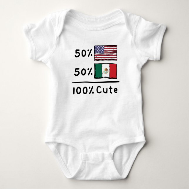 50 % amerikanska 50 % mexikanska 100 % Cute Mexiko T Shirt (Framsida)