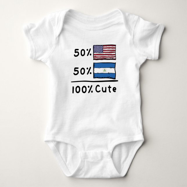 50 % amerikanska 50 % Nicaraguan 100 % Cute Nicara T Shirt (Framsida)