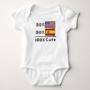 50 % amerikanska 50 % spanska, 100 % Cute Spain US T Shirt