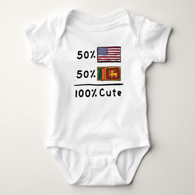 50 % amerikanska 50 % Sri Lanka 100 % Cute Sri Lan T Shirt (Framsida)