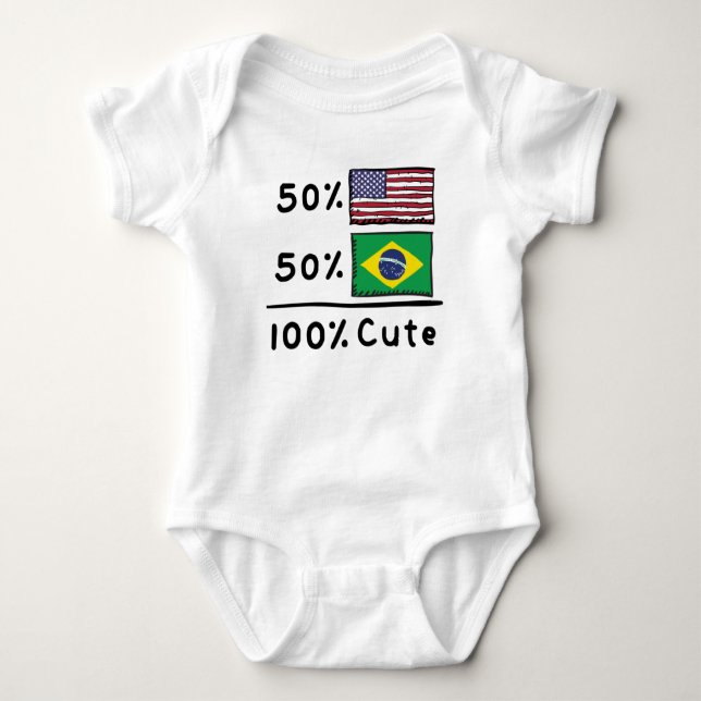 50 % amerikanskt 50 % brasilianskt 100 % utfall Br T Shirt (Framsida)