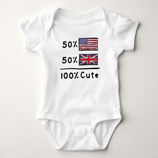 50 % amerikanskt 50 % brittiskt 100 % Cute Förenad T Shirt (Framsida)