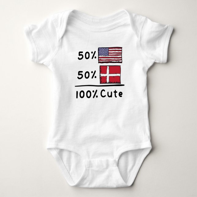 50 % amerikanskt 50 % danskt 100 % Cute Danmark US T Shirt (Framsida)