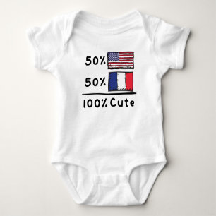 50 % amerikanskt 50 % Fransk 100 % Cute Frankrike  T Shirt