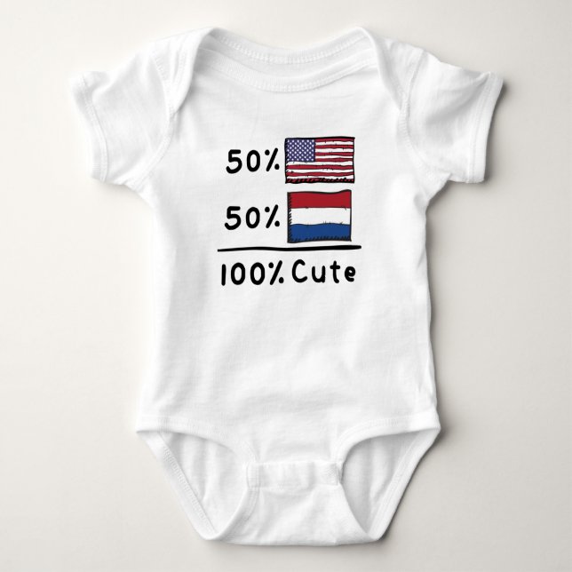 50 % amerikanskt 50 % nederländskt 100 % Cute Neth T Shirt (Framsida)