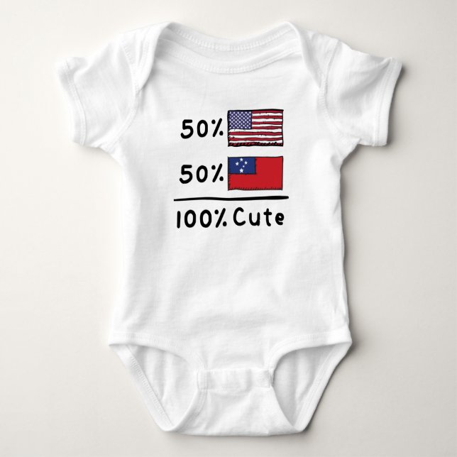 50 % amerikanskt 50 % samoan 100 % Cute Samoa USA  T Shirt (Framsida)
