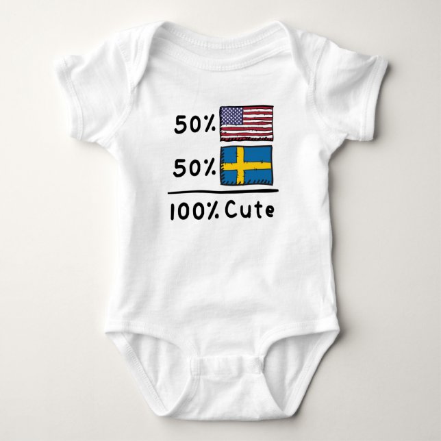 50 % amerikanskt 50 % svenskt 100 % Cute Sverige U T Shirt (Framsida)