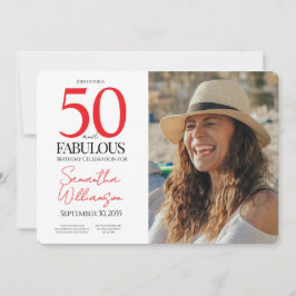 50 and Fabulous | 50th Birthday Elegant Photo Inbjudningar