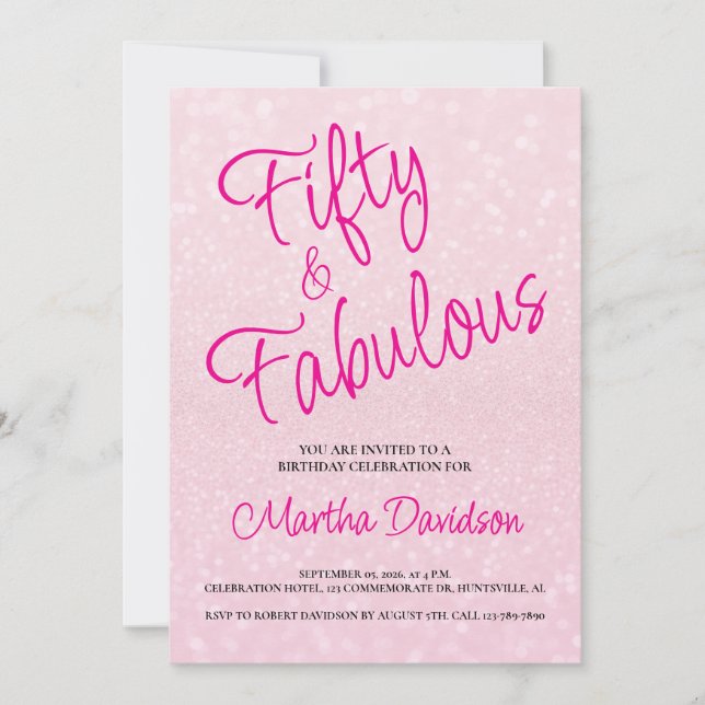 50 and Fabulous | 50th Birthday Invitation Inbjudningar (Framsida)