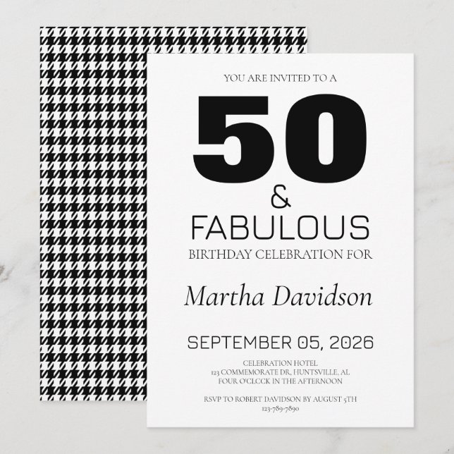 50 and Fabulous | 50th Birthday Invitation Inbjudningar (Fram/baksida)