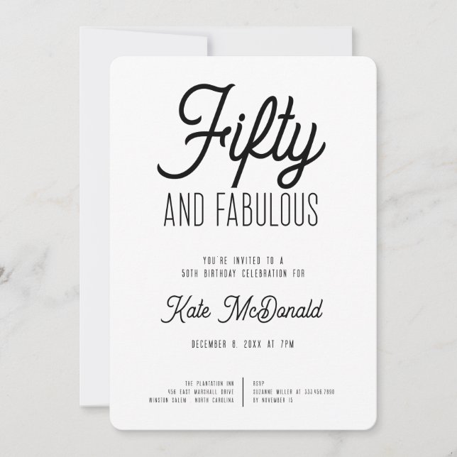 50 and Fabulous 50th Birthday Invitation Inbjudningar (Framsida)