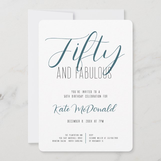50 and Fabulous 50th Birthday Invitation Inbjudningar (Framsida)