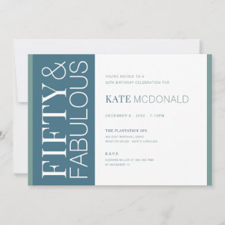 50 and Fabulous 50th Birthday Invitation Inbjudningar