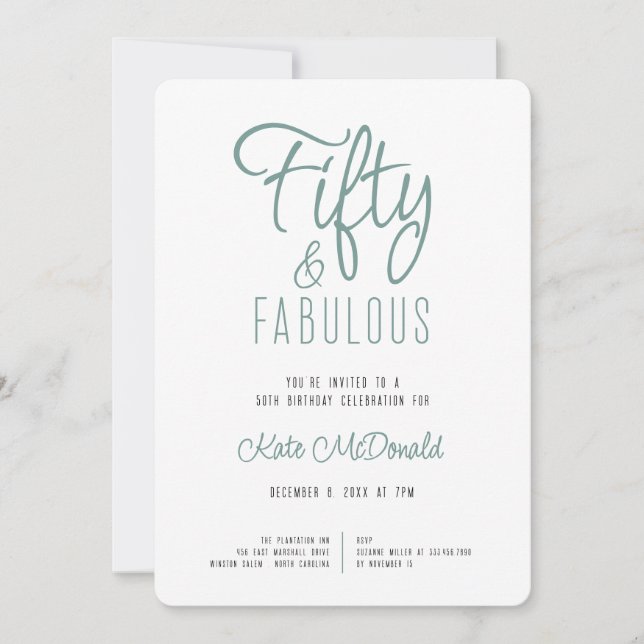 50 and Fabulous 50th Birthday Invitation Inbjudningar (Framsida)