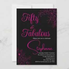 50 and Fabulous | 50th Birthday Party Black Pink Inbjudningar