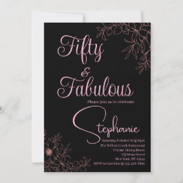 50 and Fabulous | 50th Birthday Party Black Pink Inbjudningar