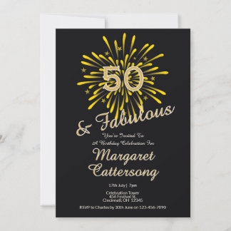 50 and Fabulous | 50th Birthday Party Invitation Inbjudningar
