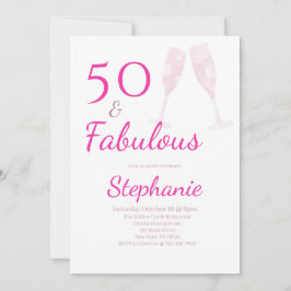 50 and Fabulous | 50th Birthday Party Pink Inbjudningar
