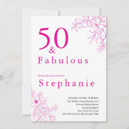 50 and Fabulous | 50th Birthday Party Pink Inbjudningar