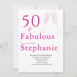 50 and Fabulous | 50th Birthday Party Pink Inbjudningar