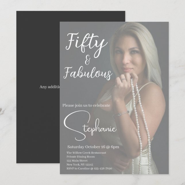 50 and Fabulous | 50th Birthday Party White Inbjudningar (Fram/baksida)