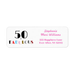 50 and Fabulous Art Deco 50th Birthday Address  Returadress Etikett