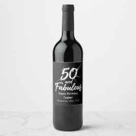 50 and Fabulous Birthday Bursting Modern Custom Vinflaska Etikett