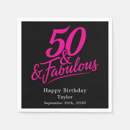 50 and Fabulous Birthday Chic Pink Script Pappersservett