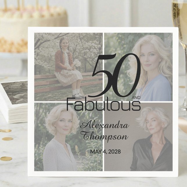 50 and Fabulous Birthday Photo Collage Party Pappersservett (Skapare uppladdad)