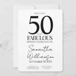 50 and Fabulous Black | 50th Birthday Elegant Inbjudningar