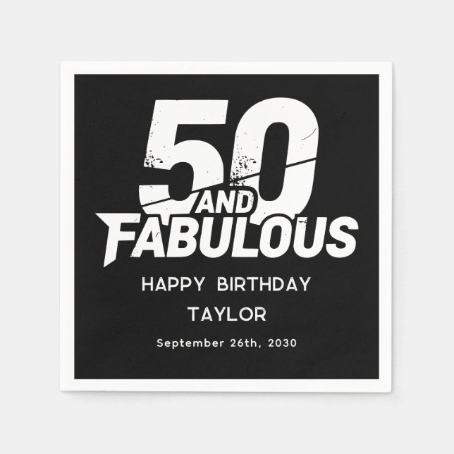 50 and Fabulous Bold Grunge Distressed Birthday Pappersservett (Framsidan)