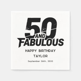 50 and Fabulous Bold Grunge Distressed Black White Pappersservett