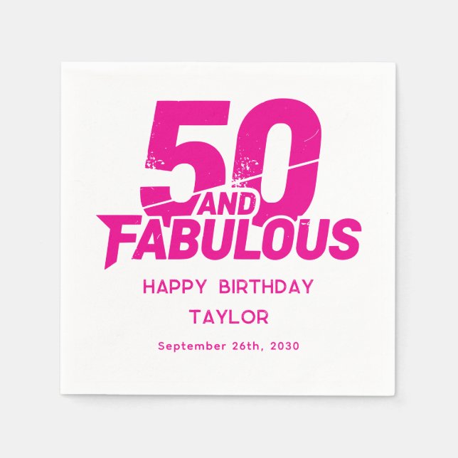 50 and Fabulous Bold Grunge Distressed Pink Pappersservett (Framsidan)