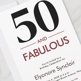 50 And Fabulous Cherry Wine 50th Birthday Inbjudningar