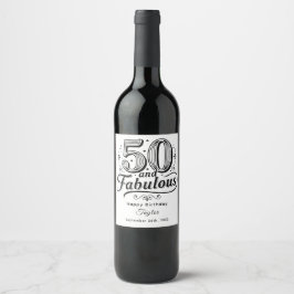 50 and Fabulous Festive Swirls Playful Birthday Vinflaska Etikett